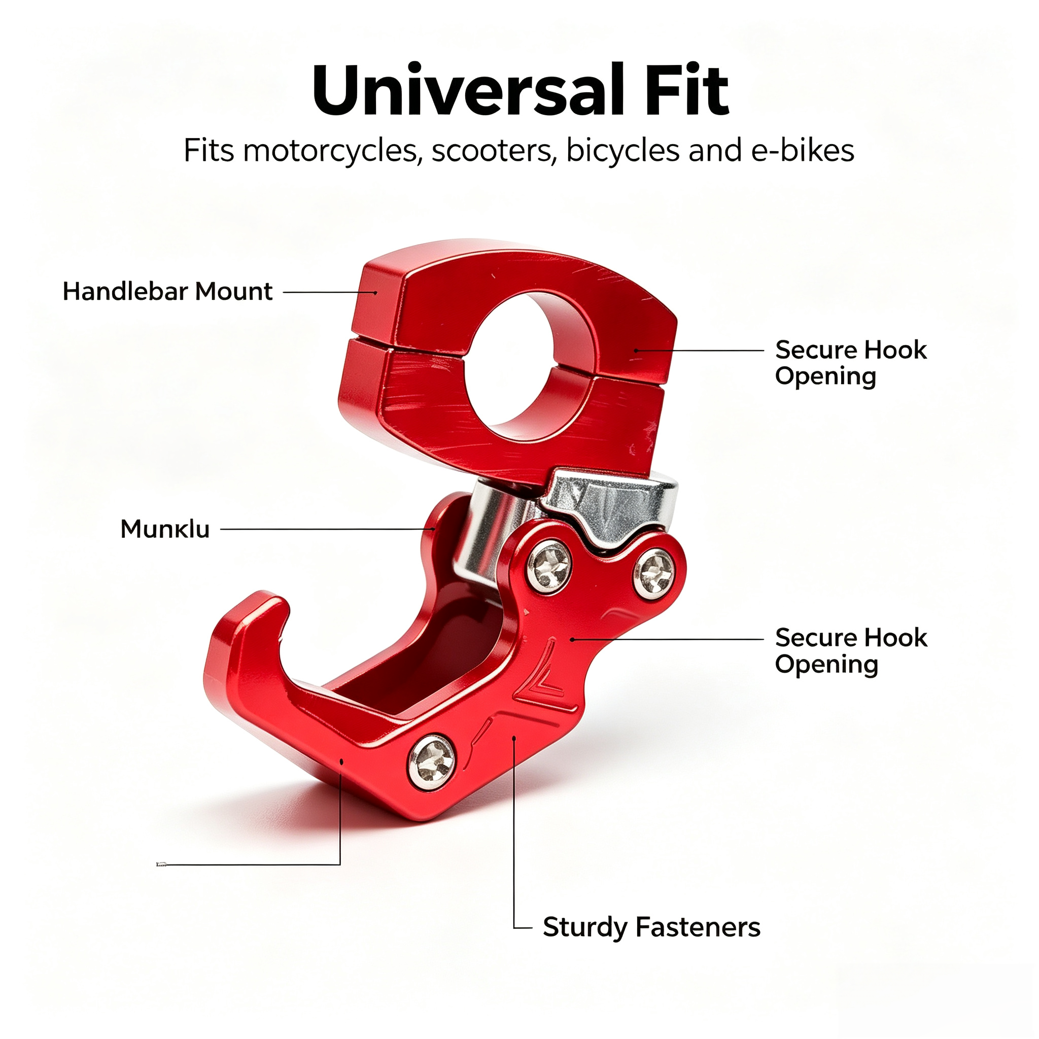 Universal Vehicle Cargo Hook – For Motorcycles, Scooters, Bicycles & E-Bikes