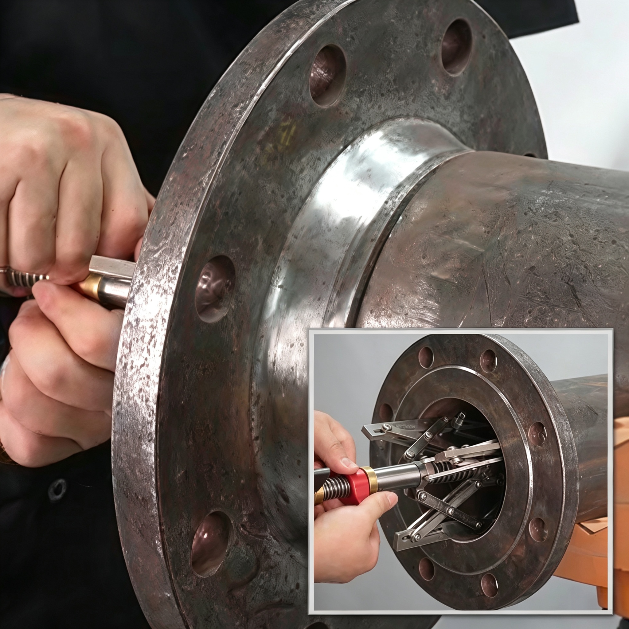 Internal Pipe Alignment Clamp – 4″–8″ Pipe, Dual Independent Adjustment, Stainless Contact Points