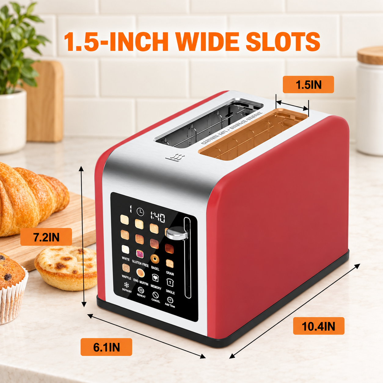 2-Slice Touchscreen Toaster with Digital Timer