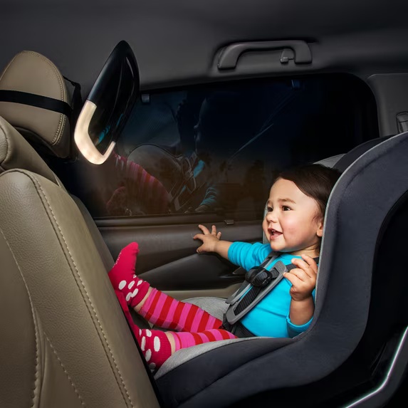 SEE BABY CLEARLY, DAY OR NIGHT – 4 Gentle LED Modes & Wide-Angle View from the Driver‘s Sea