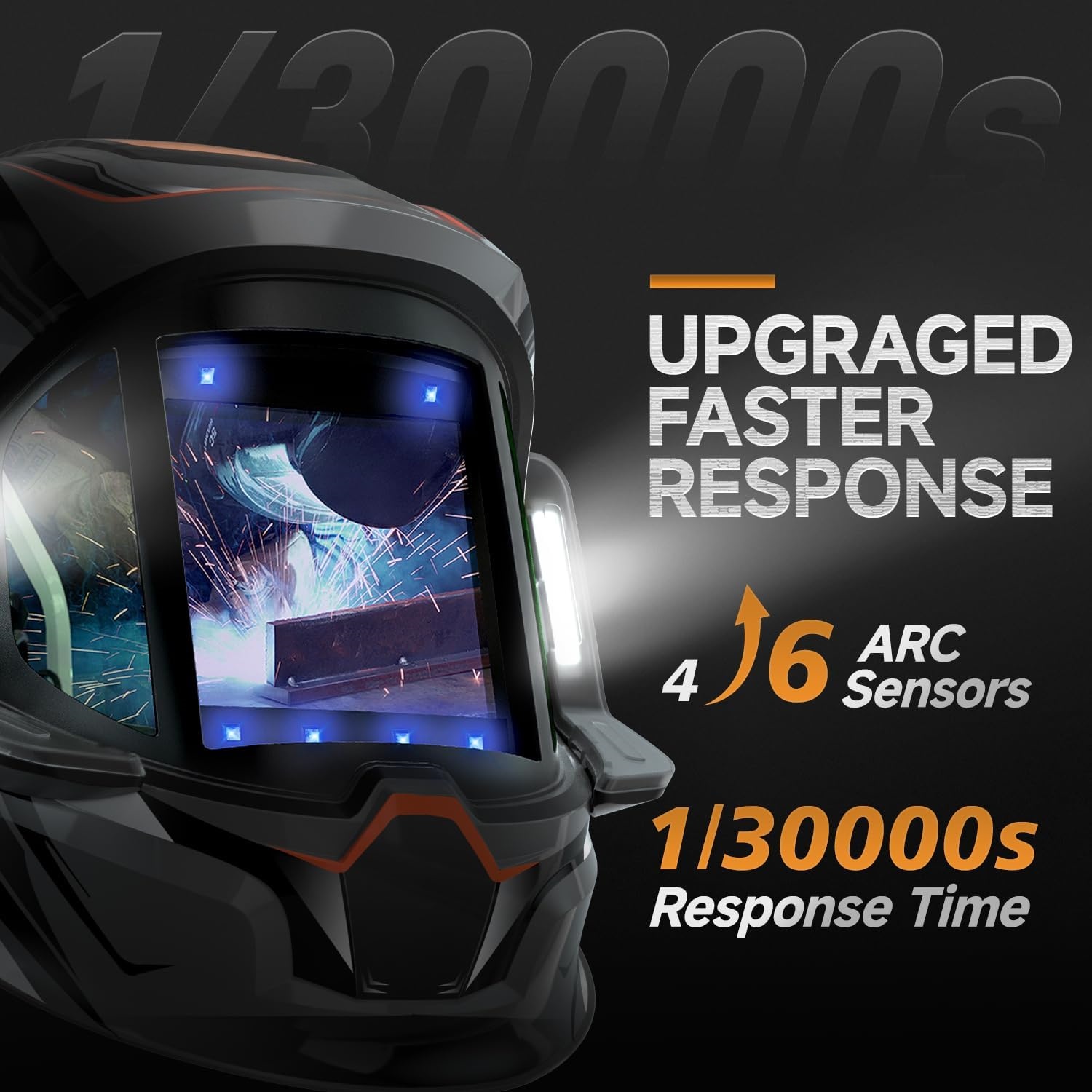 Welding Helmet – 180° Panoramic, 6 Sensors, True Color Auto‑Darkening, 2100mAh Rechargeable with LED Lights