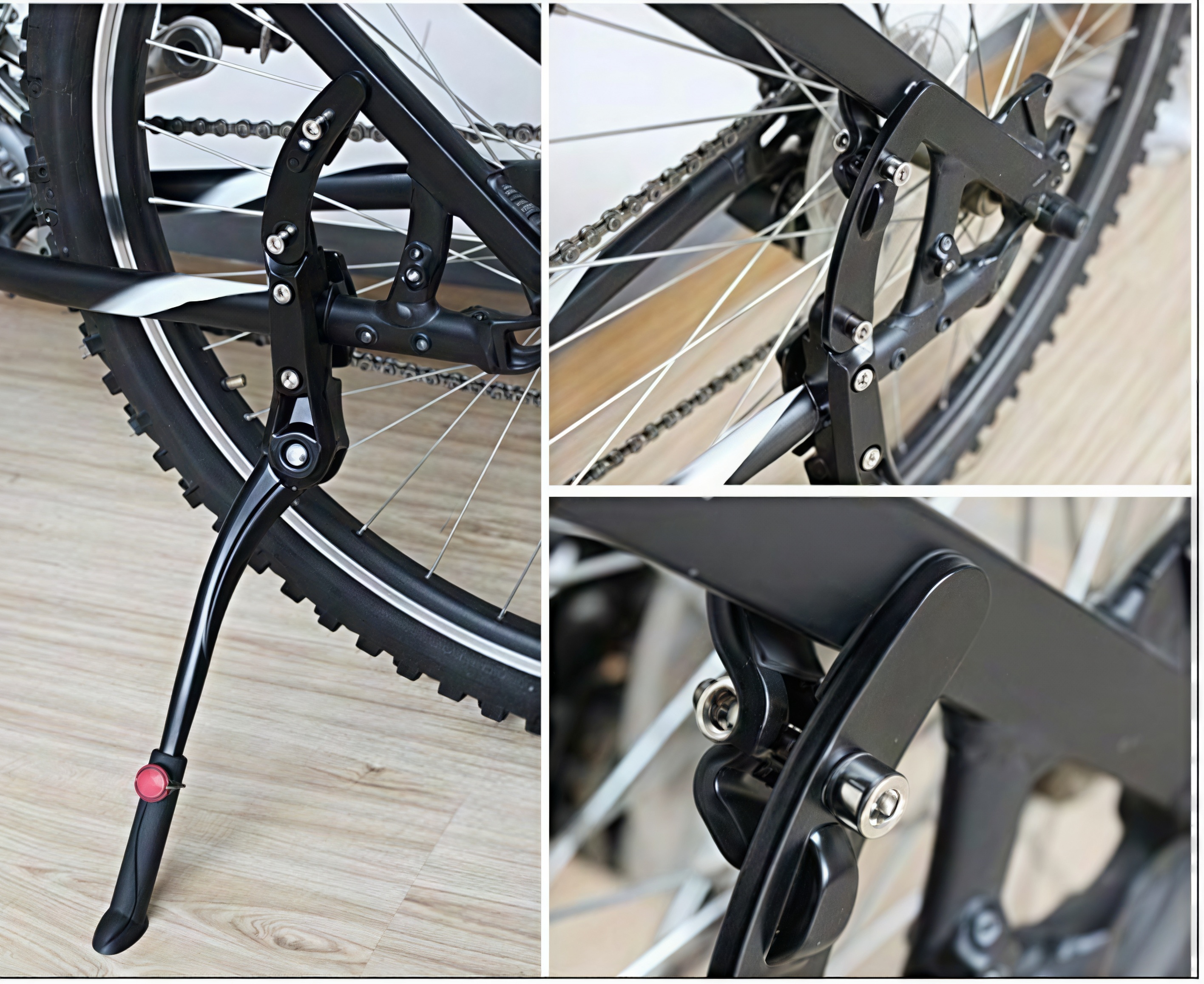 Rear-Mount Bicycle Kickstand – Adjustable Length, Aluminum Alloy, Non-Slip Foot, Fits 24″–28″ Bikes