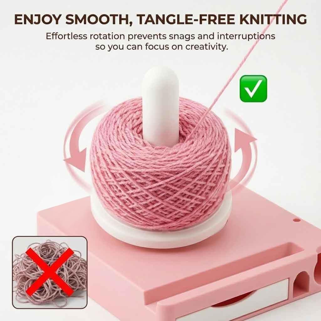 Yarn Holder Organizer – Tangle‑Free Spinning, Built‑in Tool Compartments & Phone Stand for Knitting & Crochet