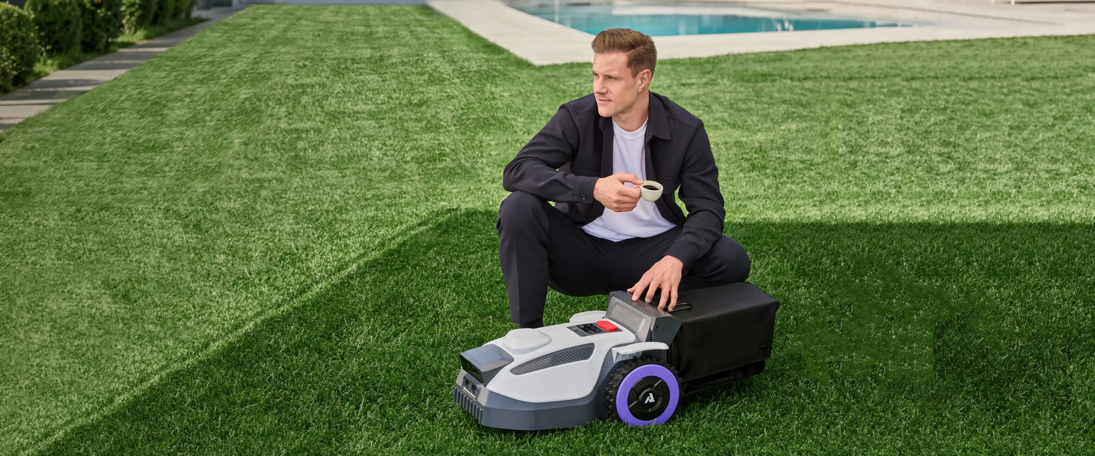 Robot mower in a large residential lawn