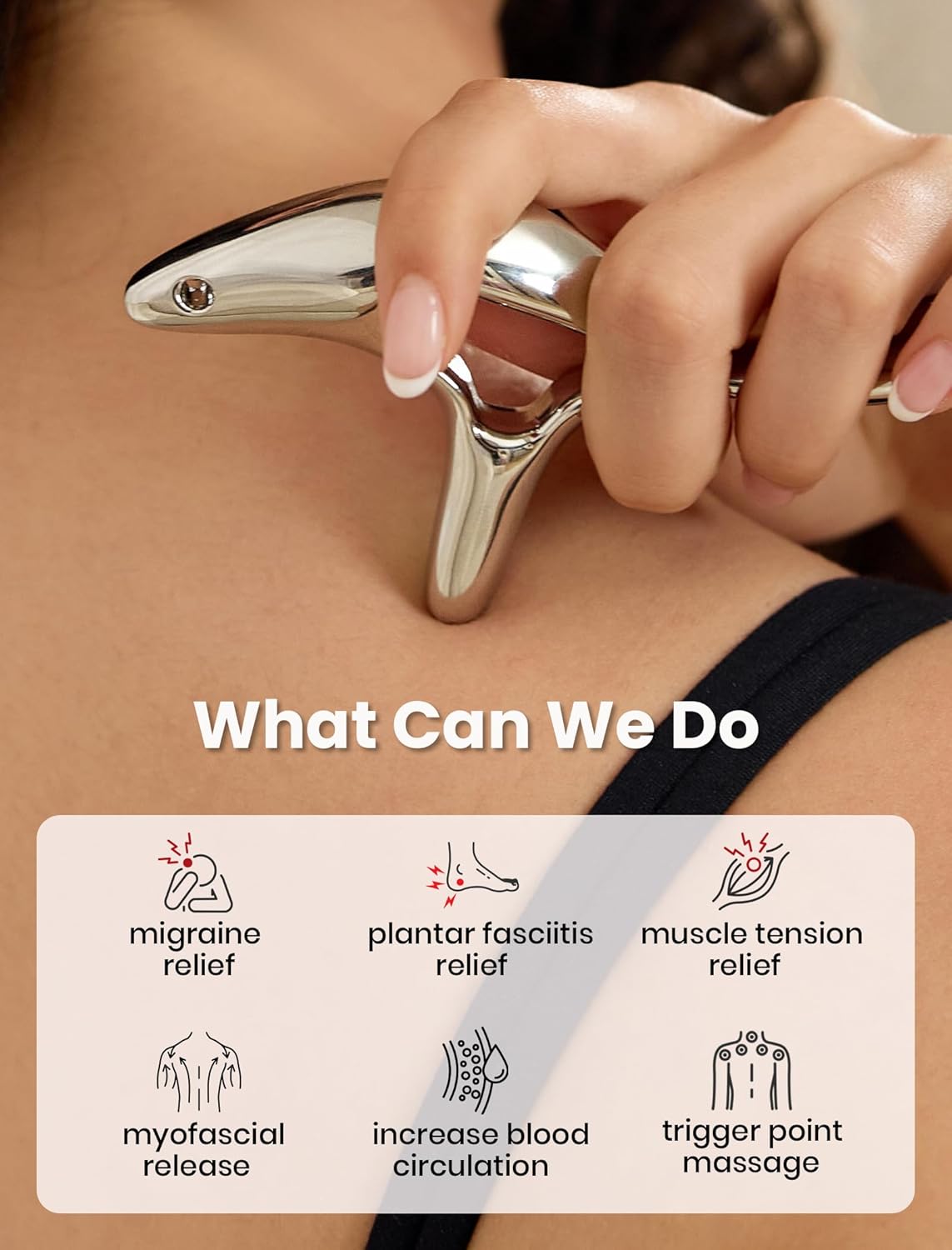Trigger Point Massage Tool – Deep Tissue & Gua Sha, Full Body, Ergonomic Metal Scraper