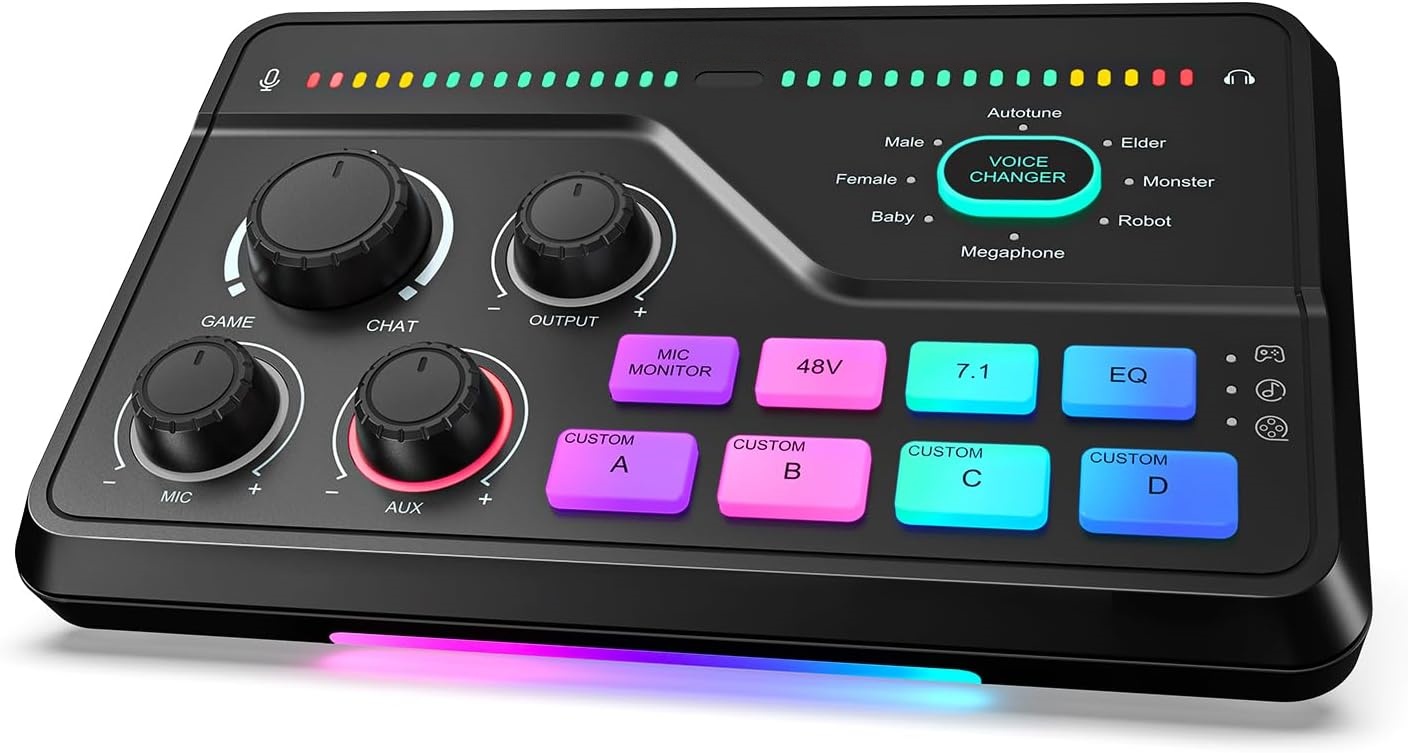 THE ULTIMATE STREAMER & GAMER AUDIO HUB Voice FX. Soundboard Keys. 7.1 Surround & RGB.