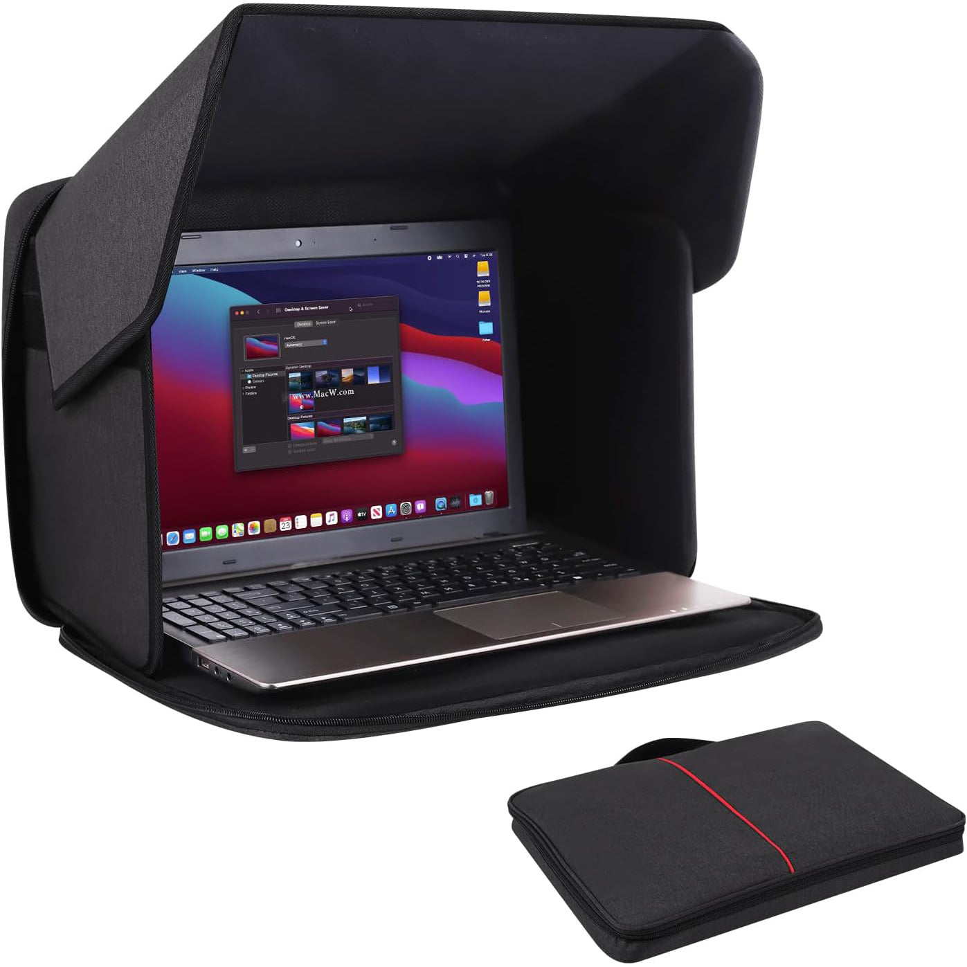Foldable Laptop Privacy Sun Hood – Anti‑Glare, Privacy Side Panels, 2‑in‑1 Carrying Case – Available for 12‑14″ & 15‑16″ Laptops