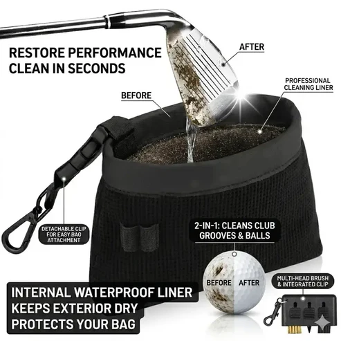 2‑in‑1 Golf Club & Ball Cleaner Bag – Waterproof, Scratch‑Safe, Portable