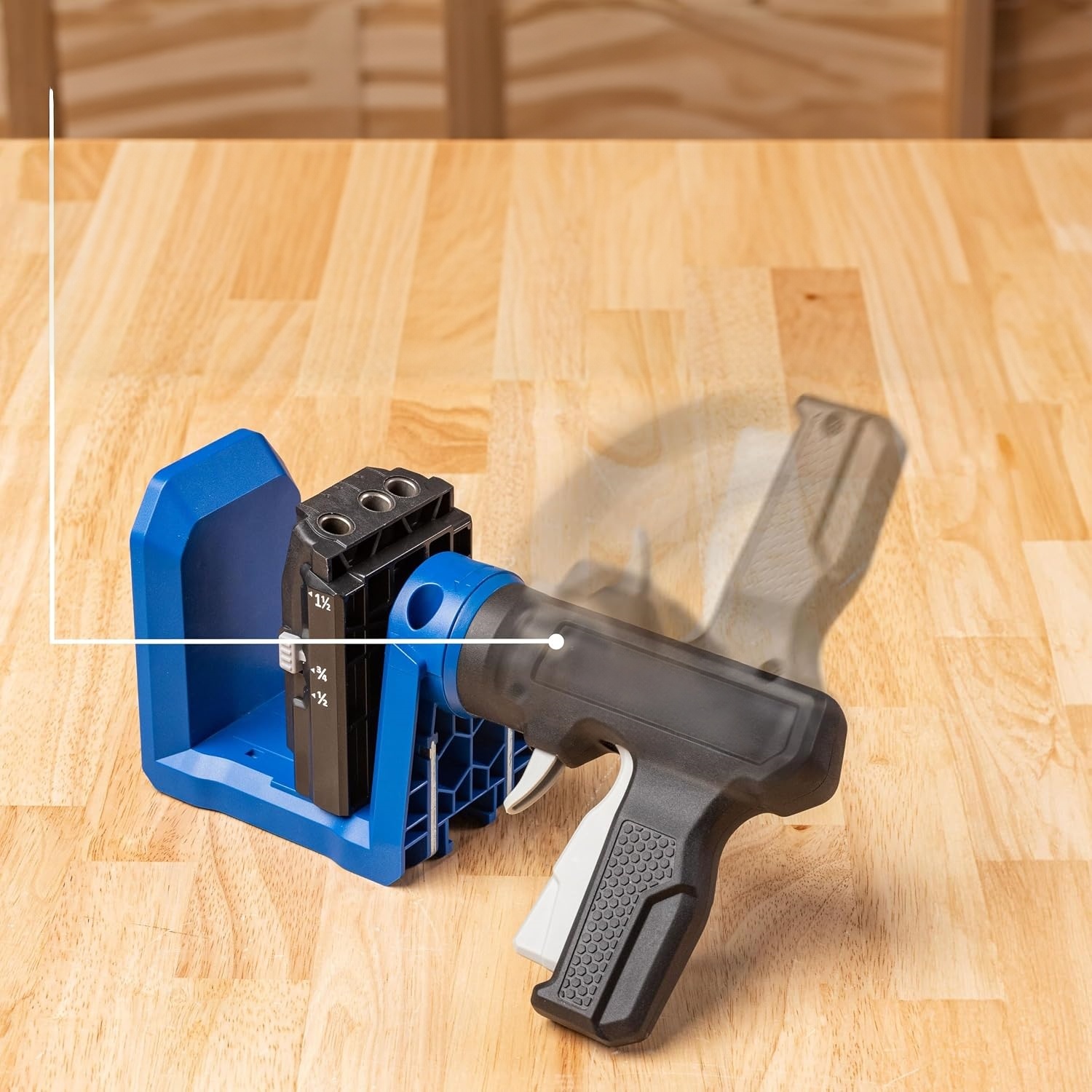 Pocket-Hole Jig – Steel Frame, Non-Slip Clamping, 360° Handle, Includes 60 Screws