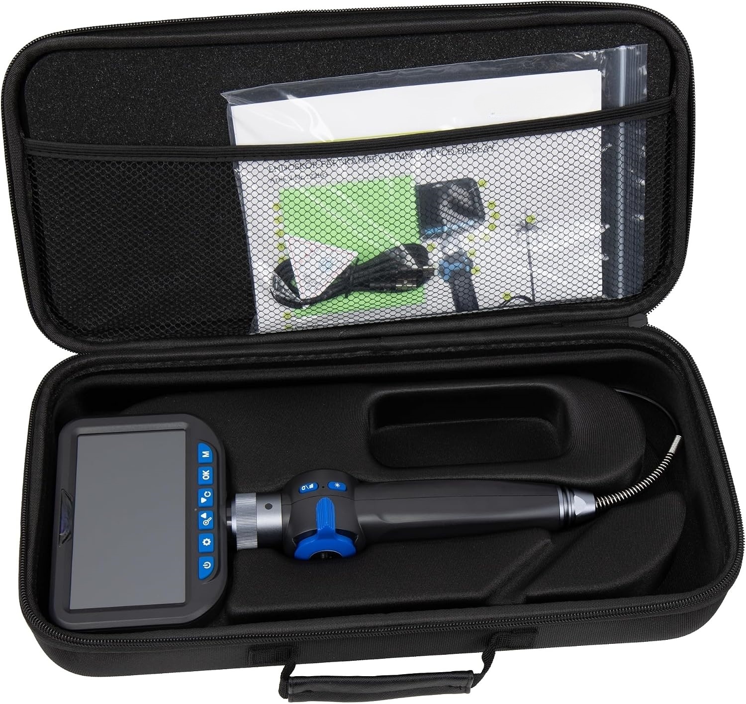 4mm Inspection Endoscope – 210° Articulating Camera, 5″ HD Screen, IP67, 1m Probe
