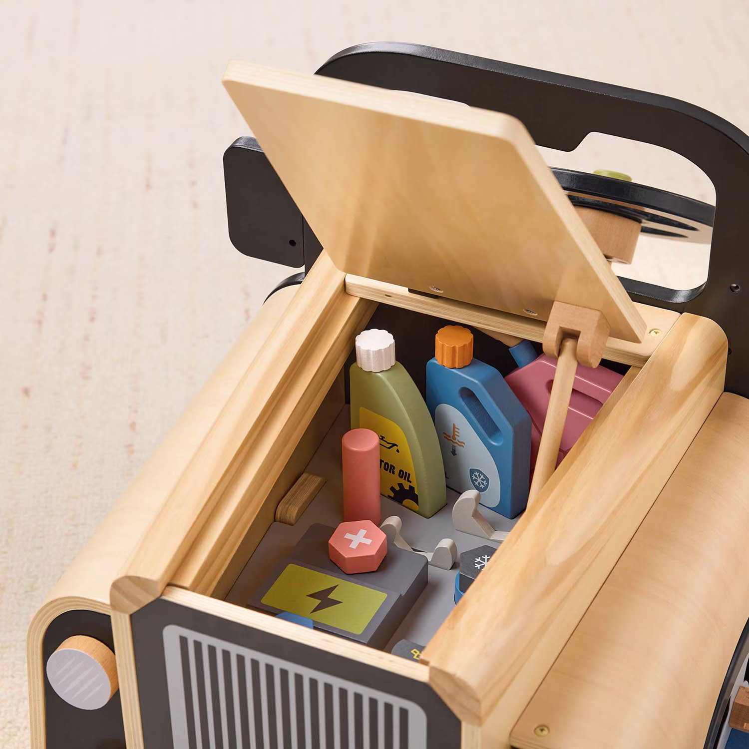 Wooden Car Mechanic Playset – Interactive Auto Service Station for Kids