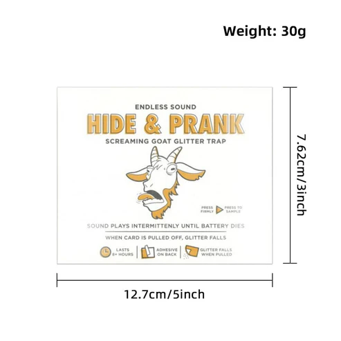 Hide‑and‑Scream Goat Prank with Glitter Trap – Random Screams Every 3‑8 Min, 8+ Hours, Easy Hide