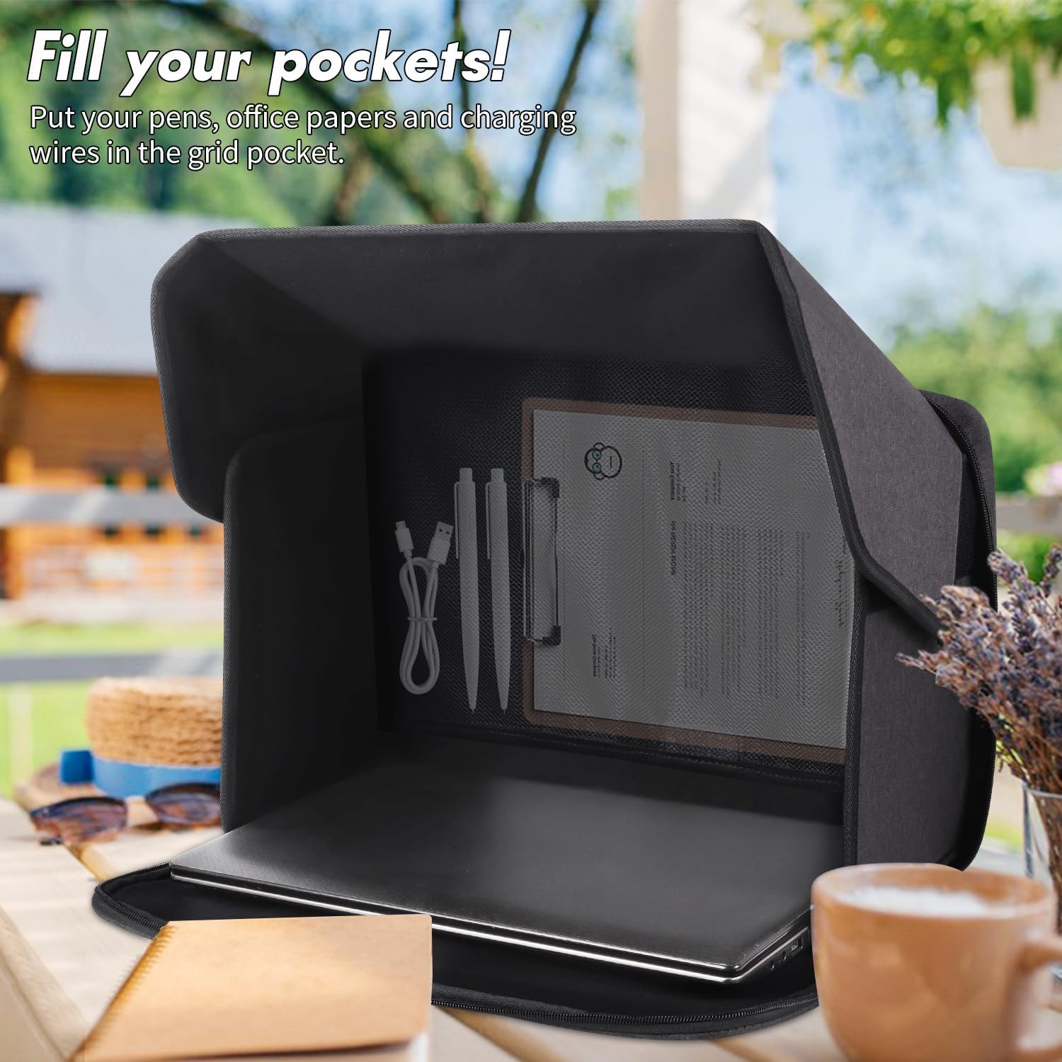 Foldable Laptop Privacy Sun Hood – Anti‑Glare, Privacy Side Panels, 2‑in‑1 Carrying Case – Available for 12‑14″ & 15‑16″ Laptops