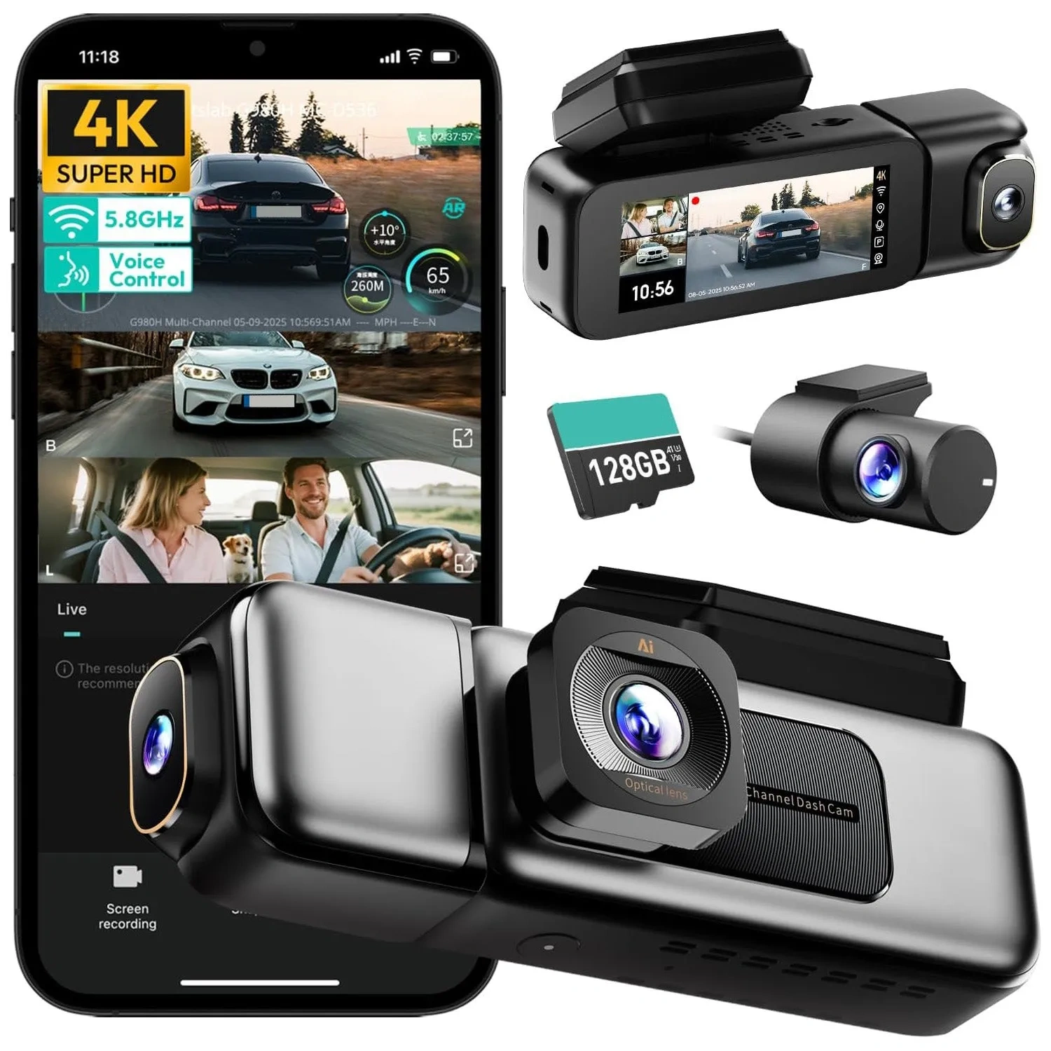 4-Channel 3K Dash Cam – 560° Full Coverage Recording System