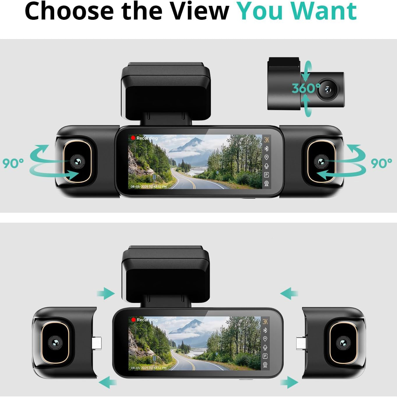 4-Channel 3K Dash Cam – 560° Full Coverage Recording System