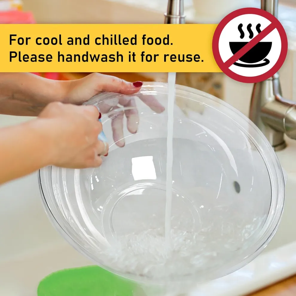 160 oz Clear Disposable Round Plastic Salad Bowl Sets XHM