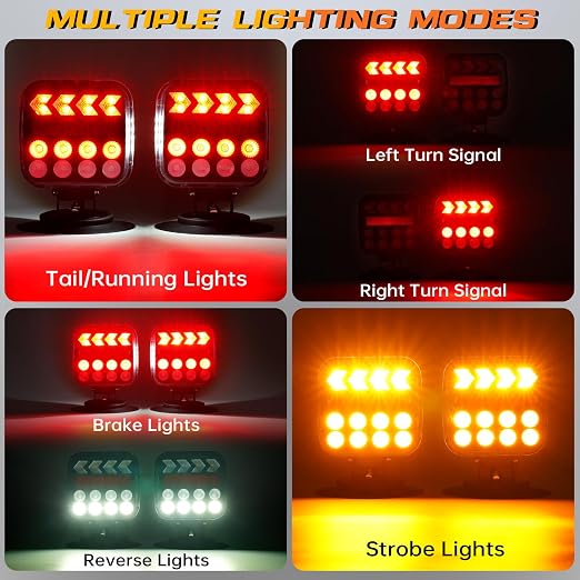  WIRELESS TRAILER LIGHTS – 100ft Range, Magnetic Mount, IP67 Waterproof