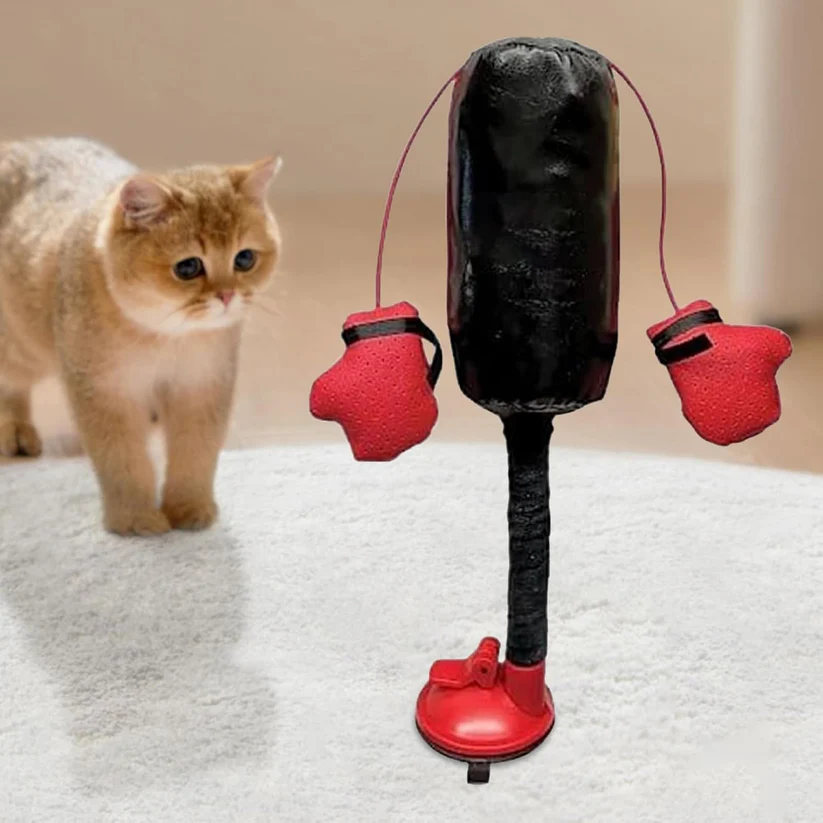 Mini Cat Punching Bag – Premium Catnip Filled, Suction Cup Base, Interactive Toy for Indoor Cats