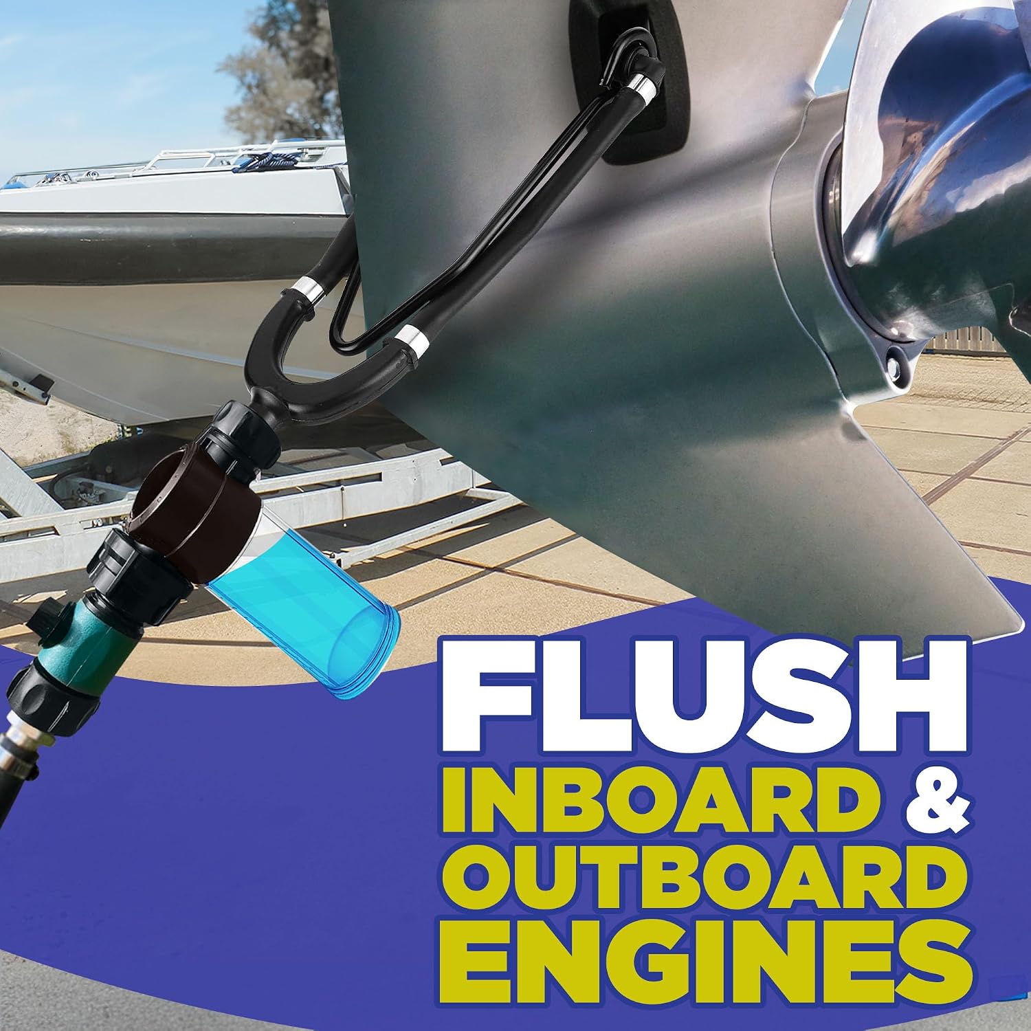Salt Remover Flush Kit – Marine Engine Flush with High‑Pressure Hose & Multi‑Spray Nozzle