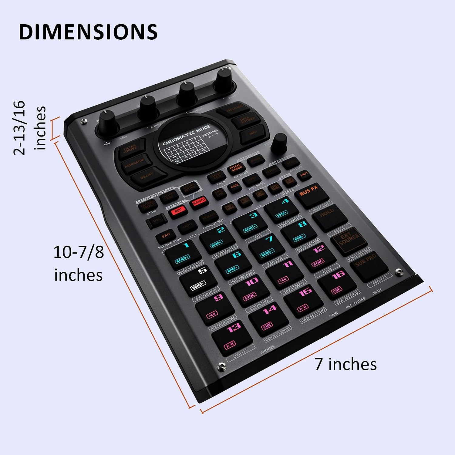 Portable Creative Sampler & Effector – 37 Effects, Skip-Back Recording, OLED Waveform Editing, Battery-Powered