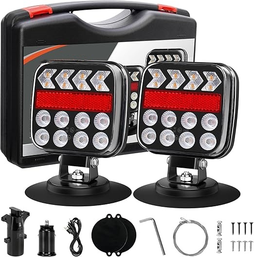  WIRELESS TRAILER LIGHTS – 100ft Range, Magnetic Mount, IP67 Waterproof