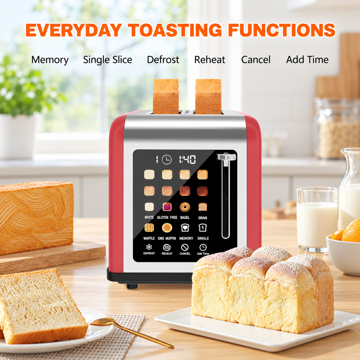 2-Slice Touchscreen Toaster with Digital Timer