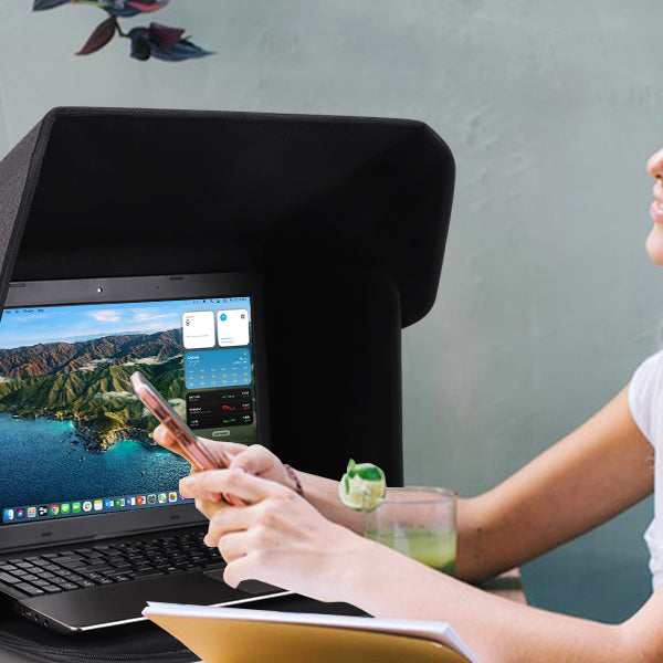 Foldable Laptop Privacy Sun Hood – Anti‑Glare, Privacy Side Panels, 2‑in‑1 Carrying Case – Available for 12‑14″ & 15‑16″ Laptops