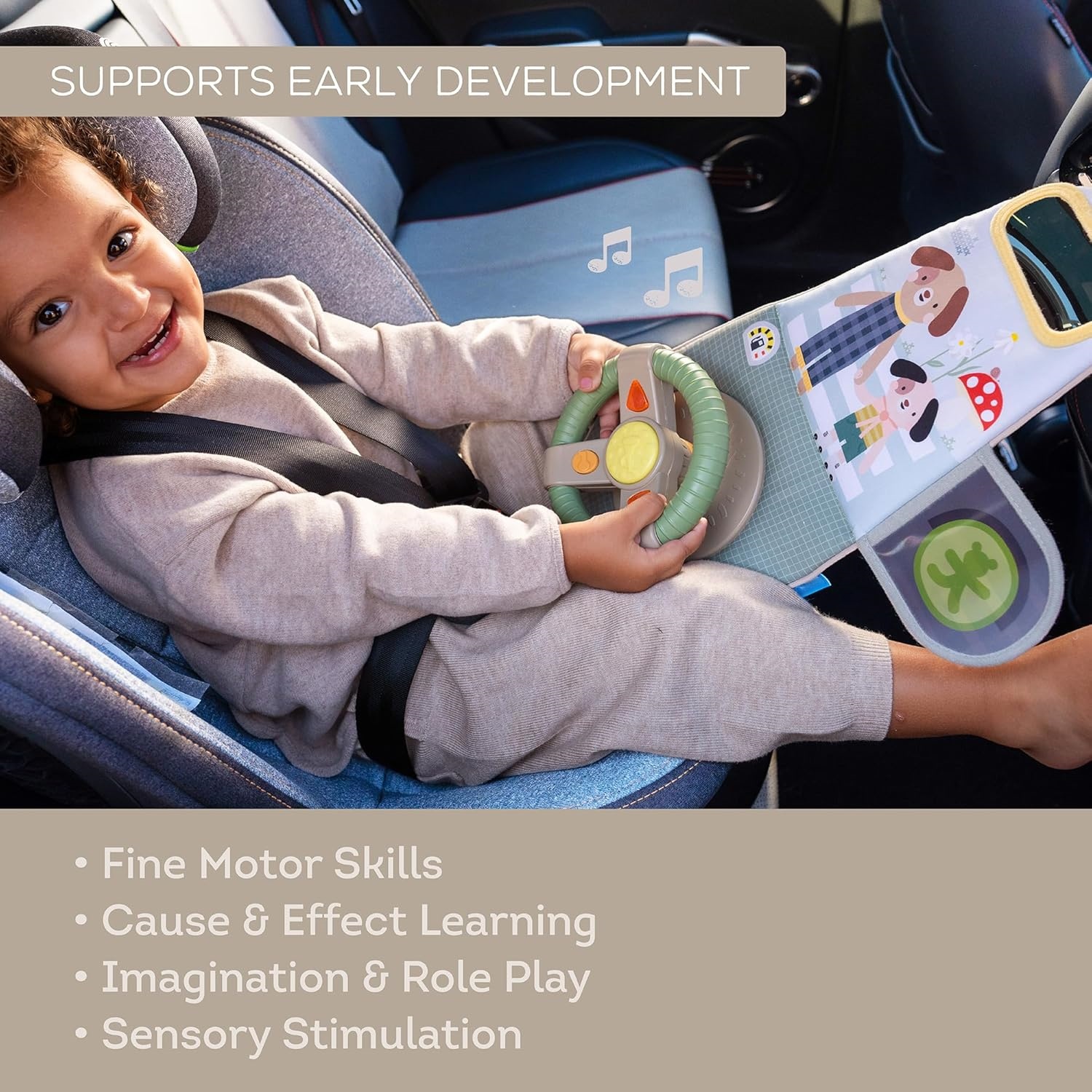 Car Seat Toy with Lights & Realistic Sounds – Interactive Driving Play for Babies 0‑18 Months