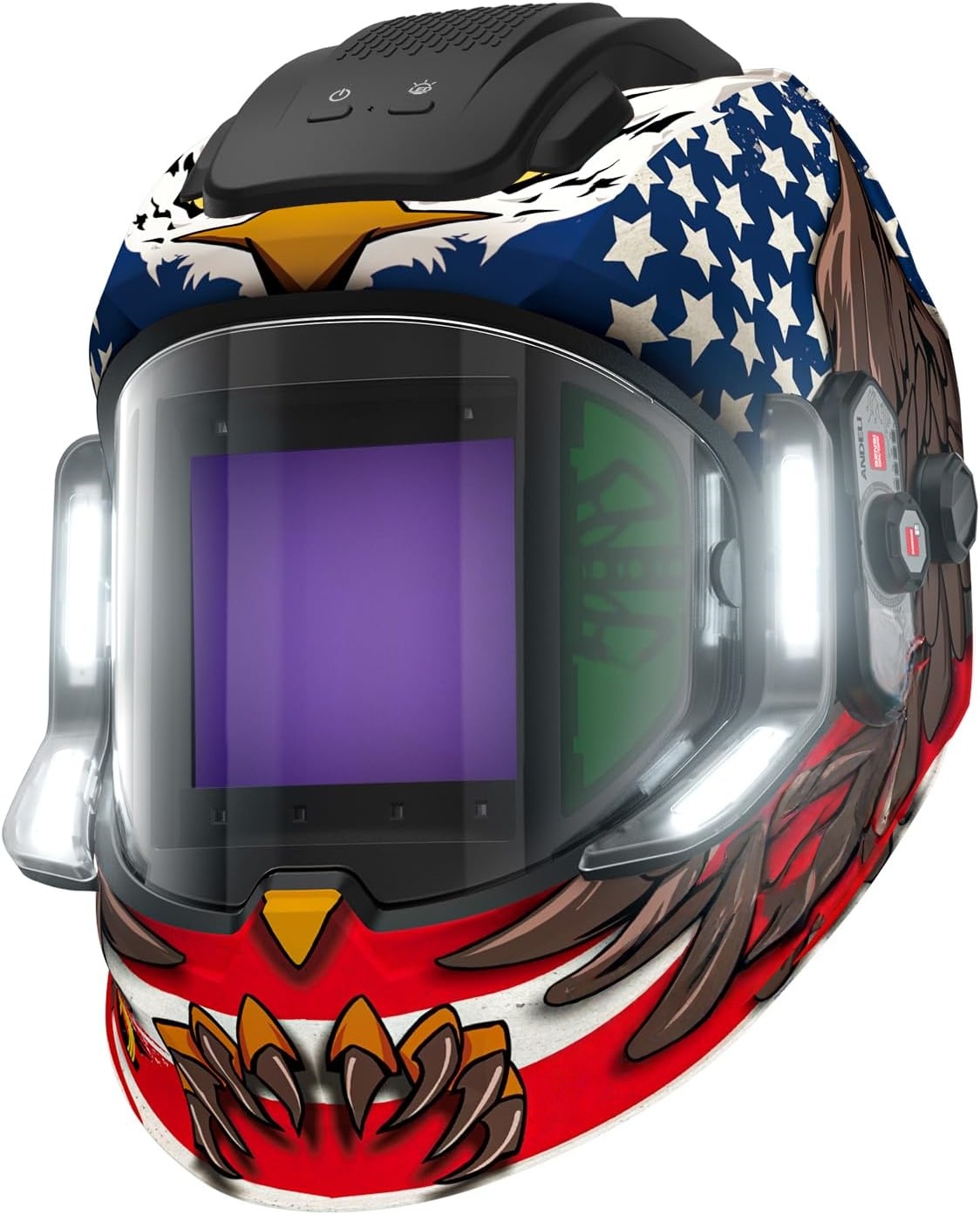 Welding Helmet – 180° Panoramic, 6 Sensors, True Color Auto‑Darkening, 2100mAh Rechargeable with LED Lights