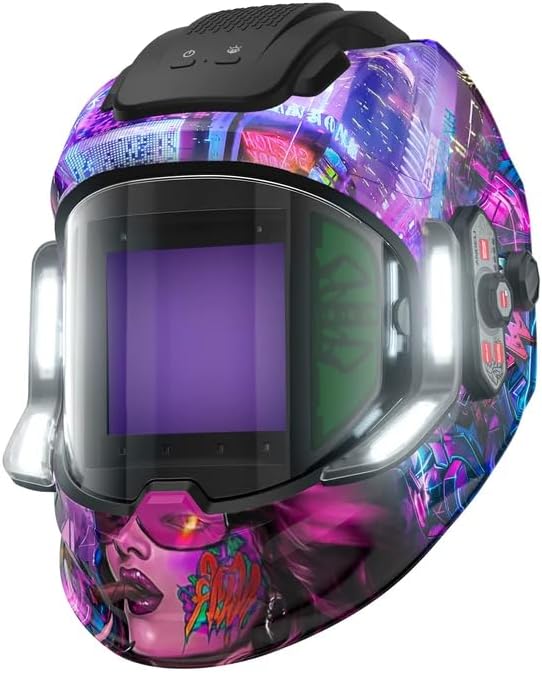Welding Helmet – 180° Panoramic, 6 Sensors, True Color Auto‑Darkening, 2100mAh Rechargeable with LED Lights