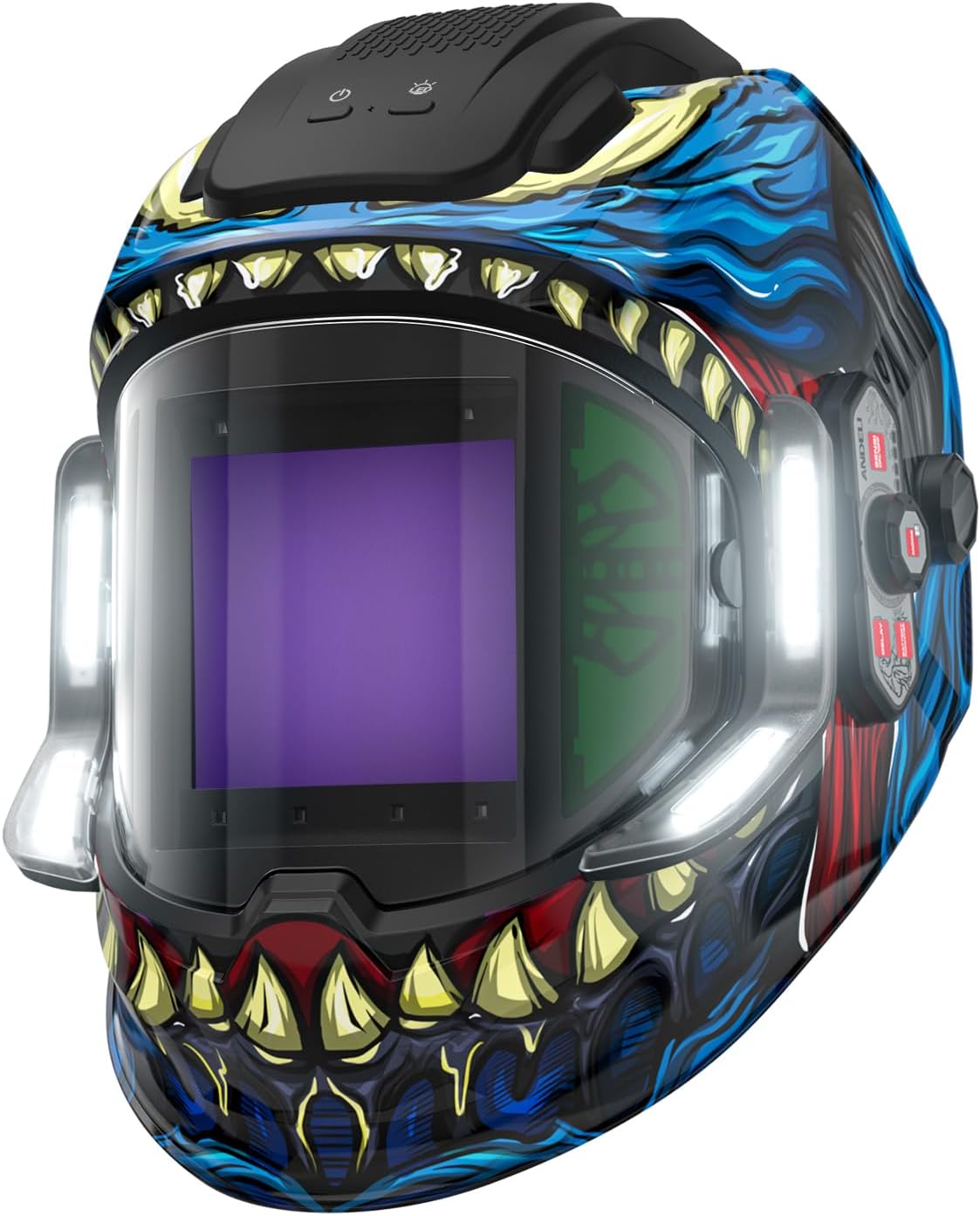 Welding Helmet – 180° Panoramic, 6 Sensors, True Color Auto‑Darkening, 2100mAh Rechargeable with LED Lights