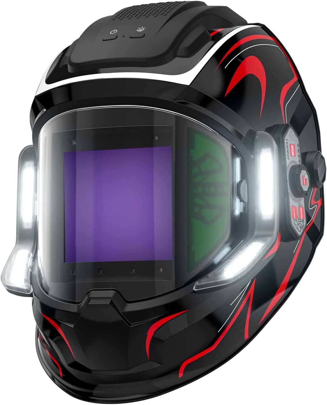 Welding Helmet – 180° Panoramic, 6 Sensors, True Color Auto‑Darkening, 2100mAh Rechargeable with LED Lights