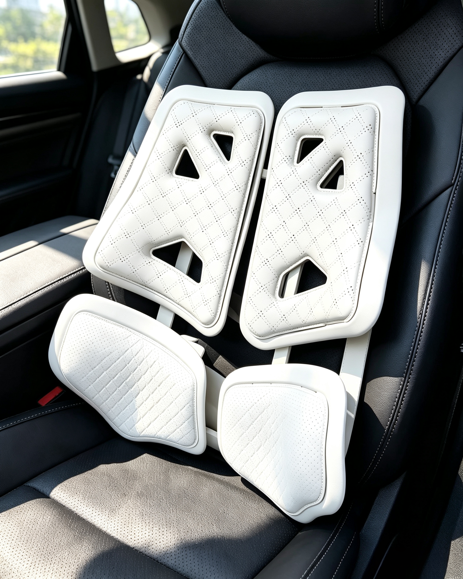 3D Ergonomic Lumbar Support Cushion – Memory Foam, Dual-Use for Car & Office, Luxury Diamond Texture