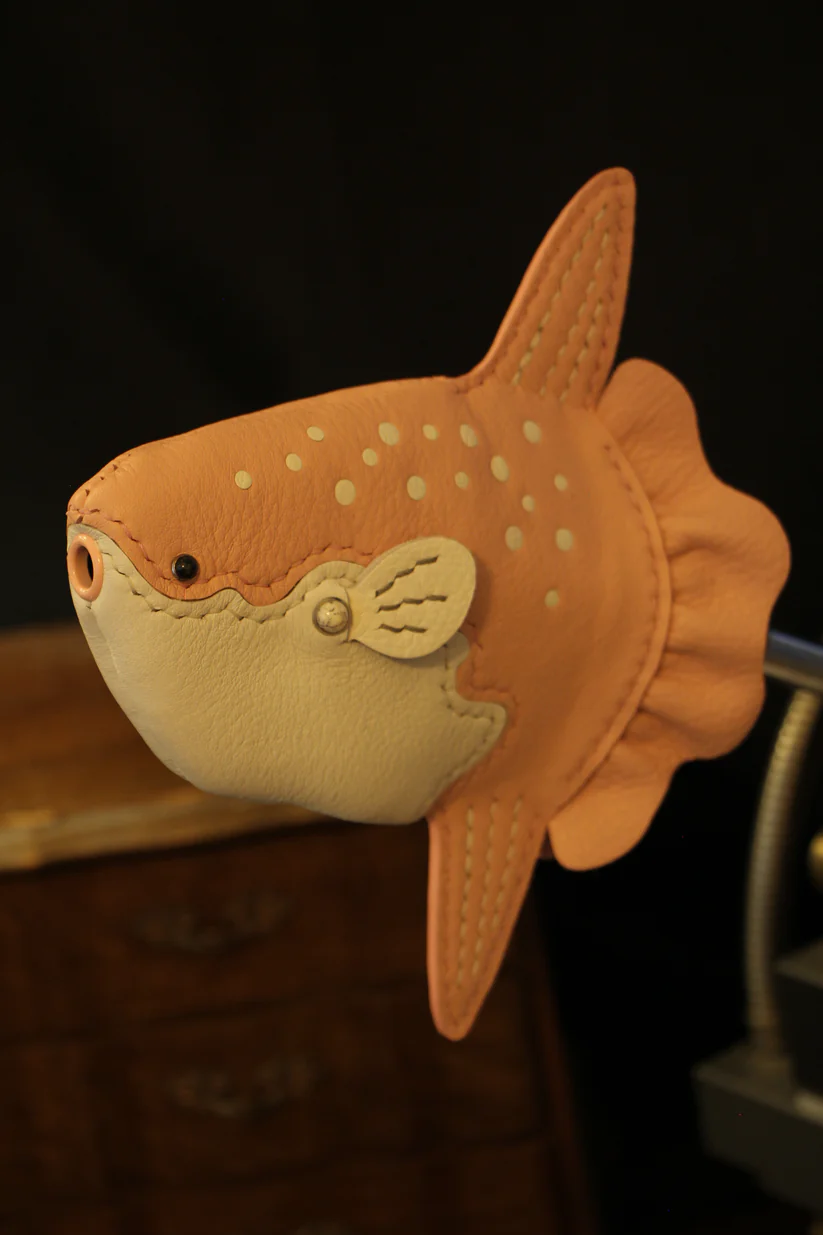 Handmade Leather Fish Pouch – Mola Mola Design, Artisan Crafted Everyday Carry