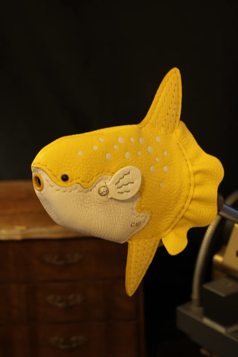 Handmade Leather Fish Pouch – Mola Mola Design, Artisan Crafted Everyday Carry