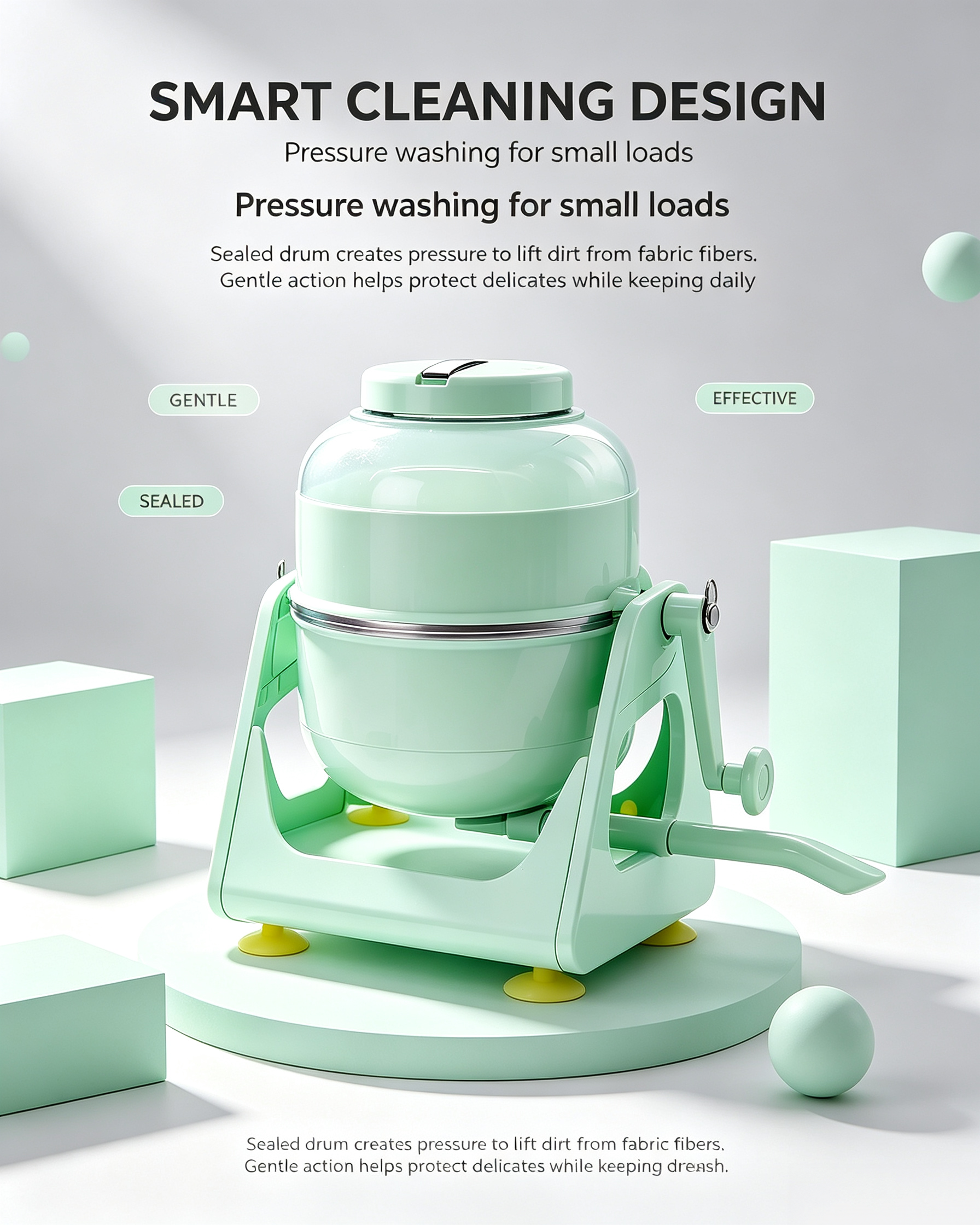 Portable Hand-Crank Washing Machine – 5 lbs Capacity, No Electricity, No Water Hookup