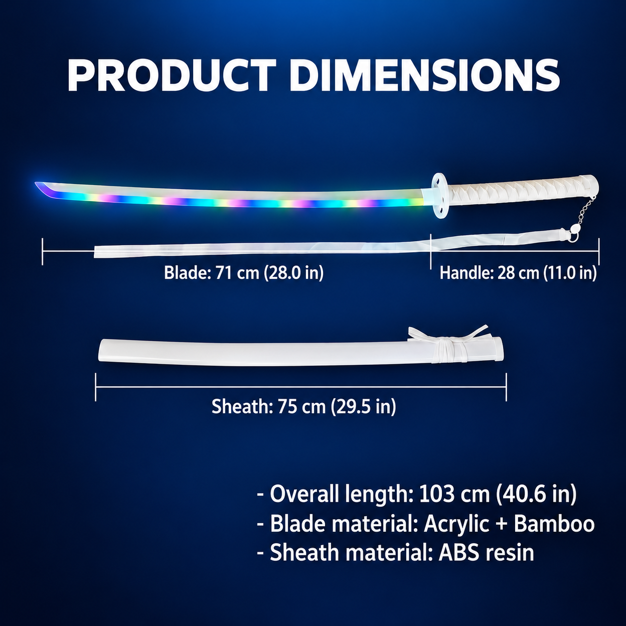 RGB Smoke Katana Sword with Color-Changing LED Effects