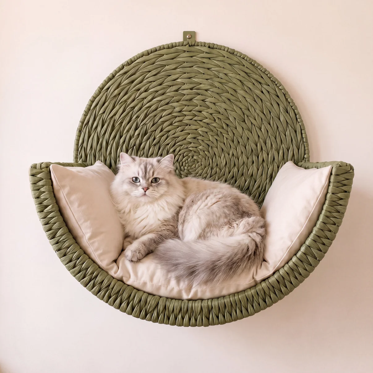 Wall-Mounted Pet Bed, Elevated Hand-Woven Natural Pet Lounger for Apartments & Cozy Corners