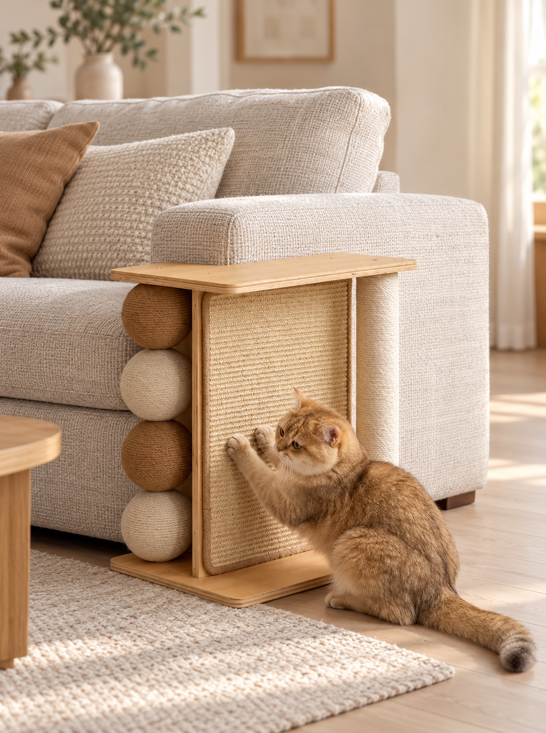 Solid Wood Corner Cat Scratcher
