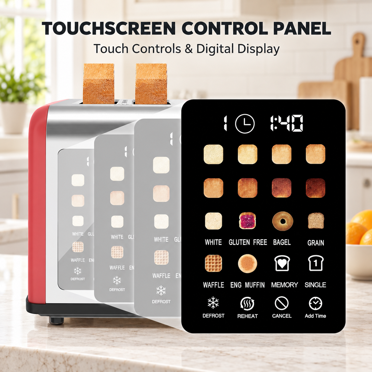 2-Slice Touchscreen Toaster with Digital Timer