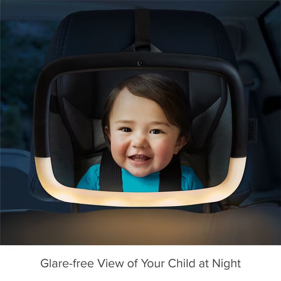 SEE BABY CLEARLY, DAY OR NIGHT – 4 Gentle LED Modes & Wide-Angle View from the Driver‘s Sea