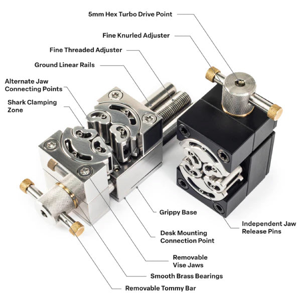 Precision fractal vise, compact desktop vise