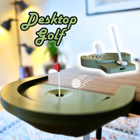 Mini Desktop Golf Putting Game – Ball Return, Spring‑Loaded Tee, Adjustable Difficulty