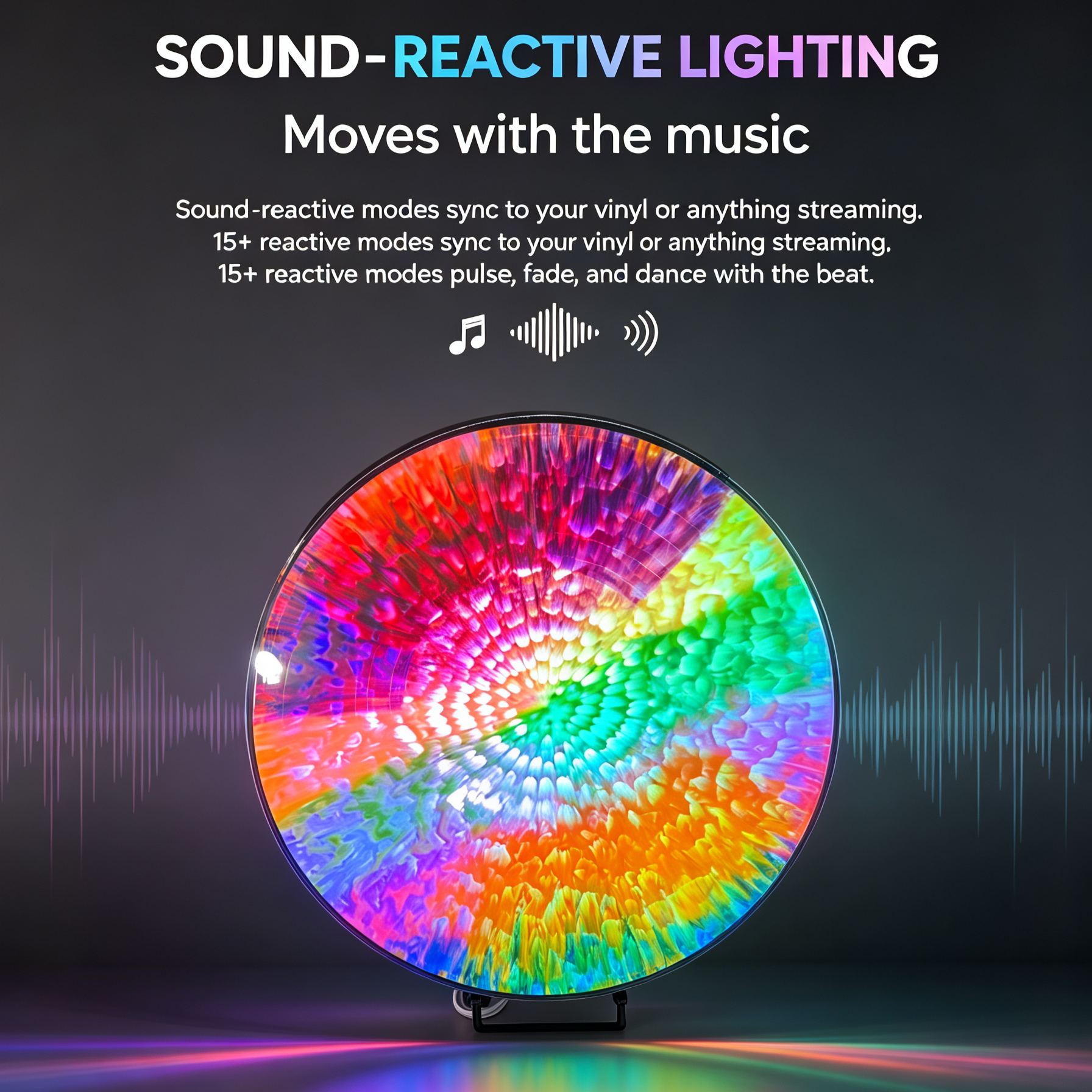 LED Backlit Vinyl Display – 1000+ Colors, Sound-Reactive, Safe for Records, Wall or Desk