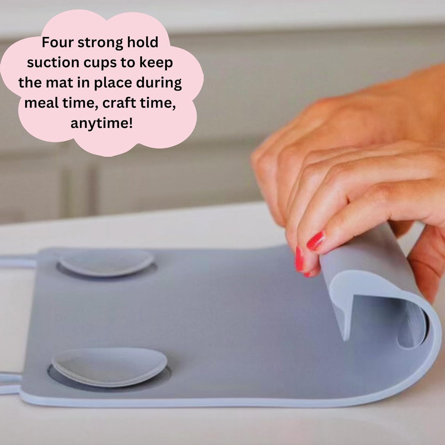 Baby Silicone Placemat with Edge Guard – Non-Slip, Roll-Up Travel Mat for Toddlers