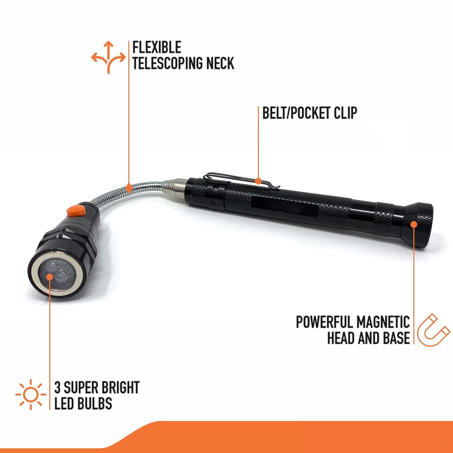 Telescopic magnet with LED flashlight