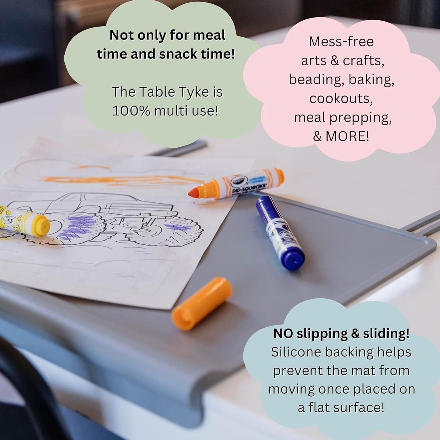 Baby Silicone Placemat with Edge Guard – Non-Slip, Roll-Up Travel Mat for Toddlers