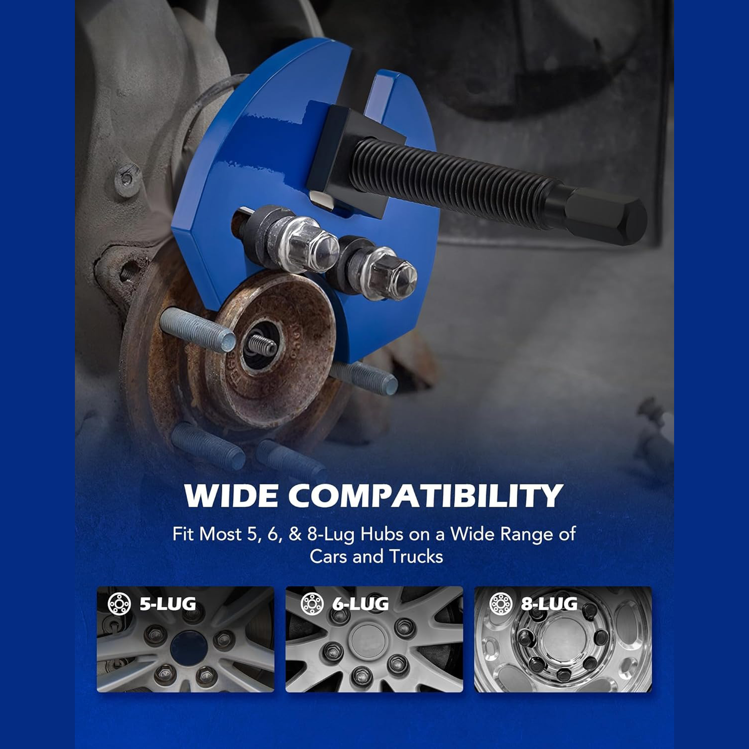 Heavy-Duty Wheel Hub Removal Tool Set for 5, 6 & 8 Lug Vehicles