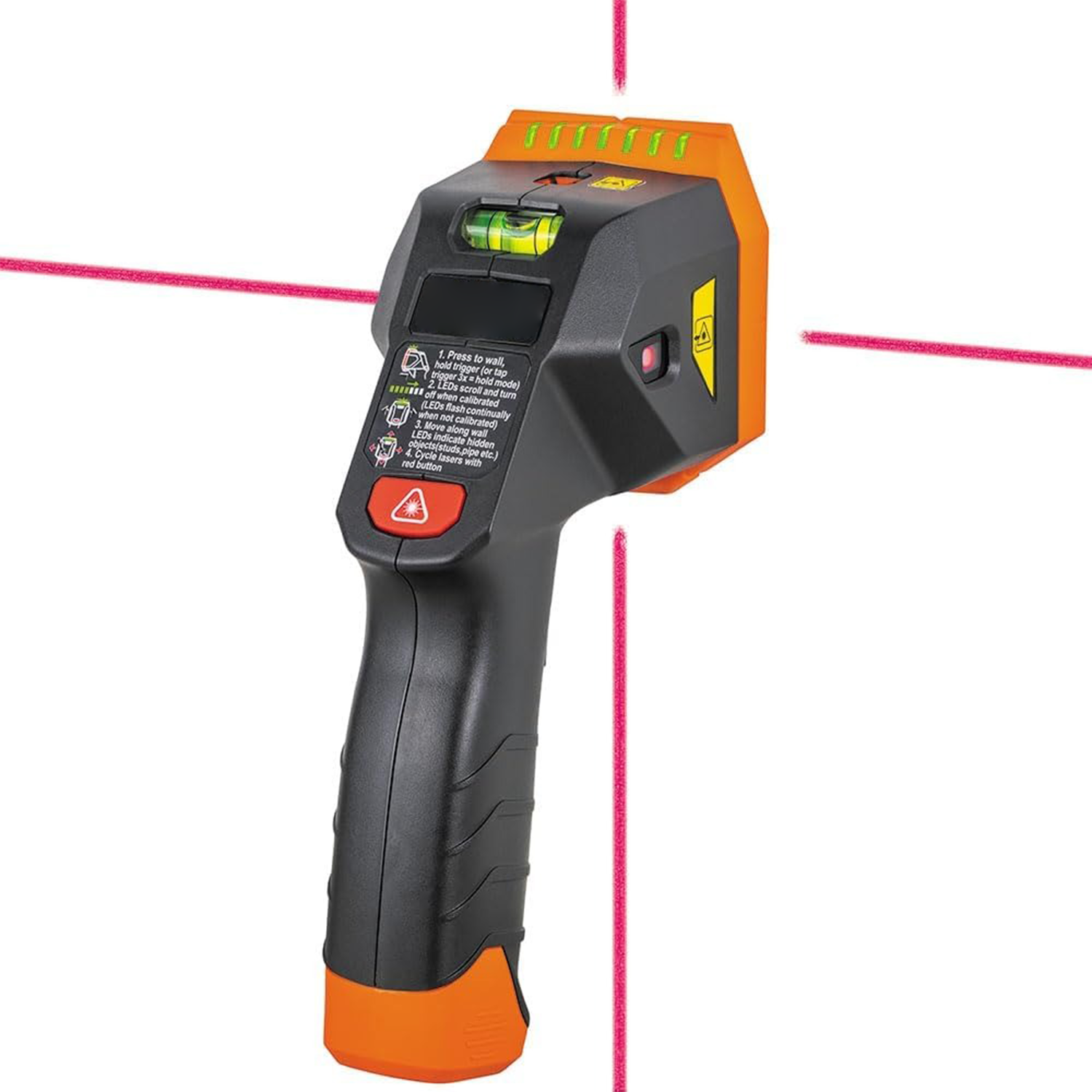 Electronic wall detector with crosshair laser