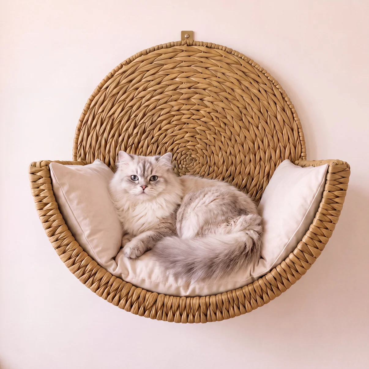Wall-Mounted Pet Bed, Elevated Hand-Woven Natural Pet Lounger for Apartments & Cozy Corners